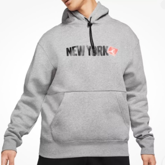 Nike Air Jordan NEW YORK CITY Pullover Mens Hoodie Gray Size Medium - Picture 4 of 12